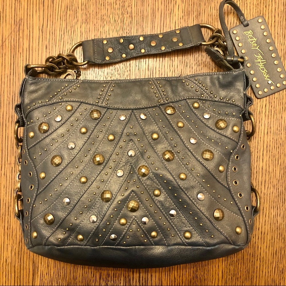 Betsey Johnson leather studded hobo bag